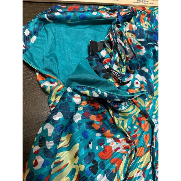 Nasty Gal Maxi Dress Abstract Print Lace‎ Up Back Sleeveless Size 8 - Picture 12 of 16